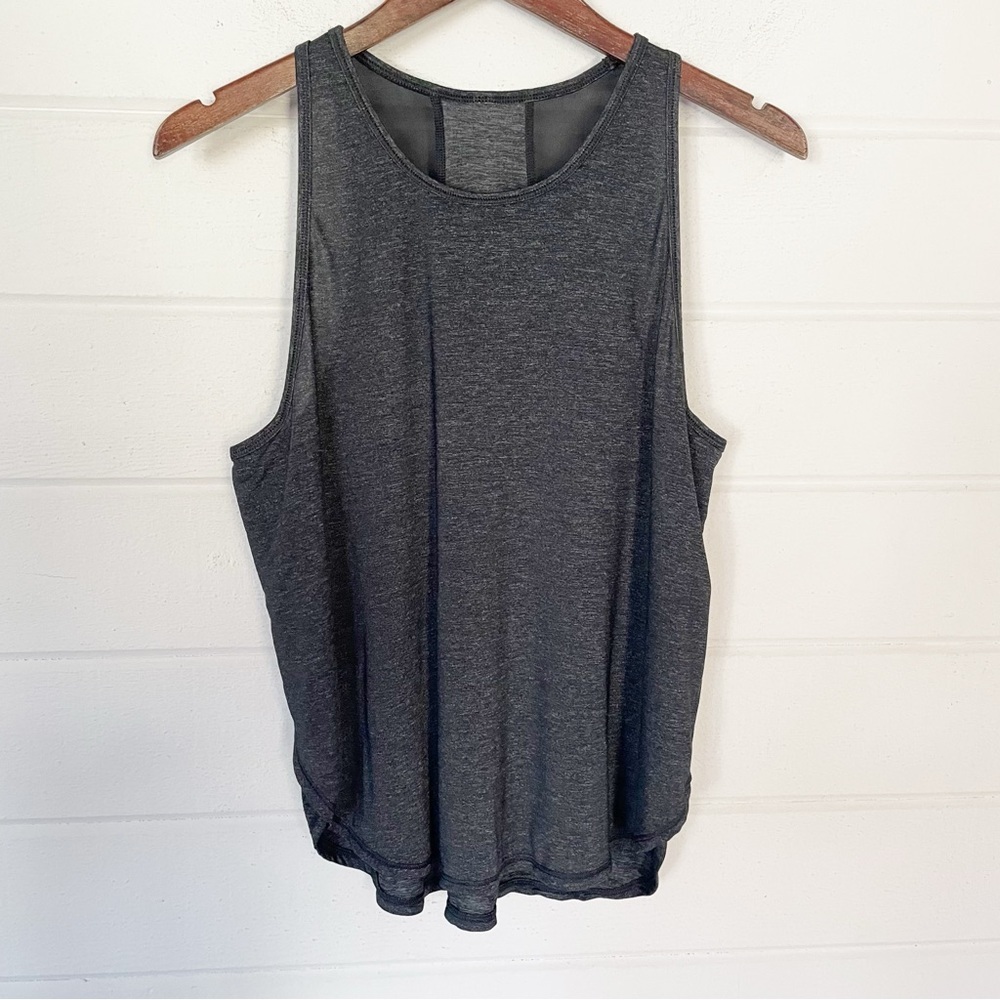 All in Motion Women's Heather Black Run Tank Top with Mesh Back Reflective Med